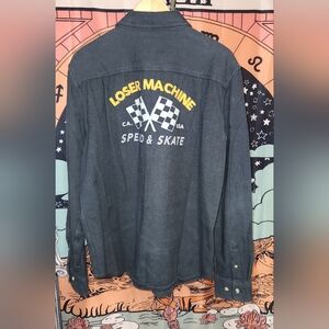 Loser Machine Men's Casual Button Down Shirt - Black